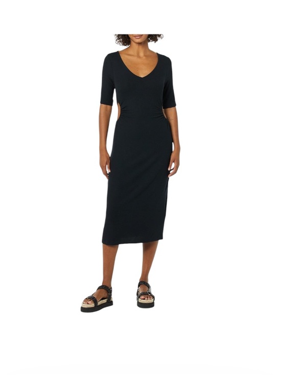 Amazon Essentials Dresses & Skirts - Amazon Essentials Black V-Neck Midi Dress with Side Cutouts